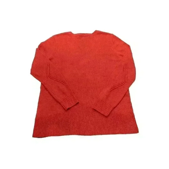 Soft Surroundings Large Burnt Orange Pointelle Knit V-Neck Everest Sweater Knit - Picture 10 of 12